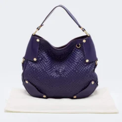 Versace Purple Embossed Leather Hobo For Women -Versace Official Website luxury women versace used handbags p683745 011