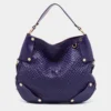 Versace Purple Embossed Leather Hobo For Women