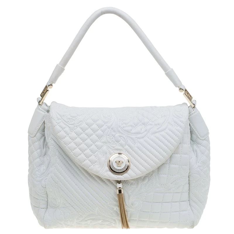 Versace Off White Leather Talia Vanitas Shoulder Bag For Women 1 Versace Off White Leather Talia Vanitas Shoulder Bag For Women