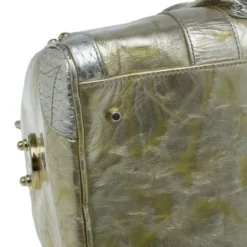 Versace Metallic Gold Leather Large Snap Out Of It Boston For Women -Versace Official Website luxury women versace used handbags p8340 006