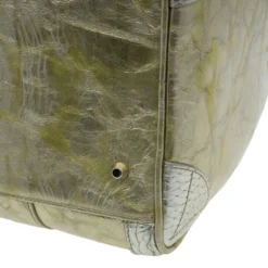 Versace Metallic Gold Leather Large Snap Out Of It Boston For Women -Versace Official Website luxury women versace used handbags p8340 009