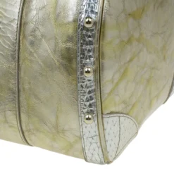 Versace Metallic Gold Leather Large Snap Out Of It Boston For Women -Versace Official Website luxury women versace used handbags p8340 014