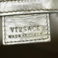 Versace Metallic Gold Leather Large Snap Out Of It Boston For Women -Versace Official Website luxury women versace used handbags p8340 016