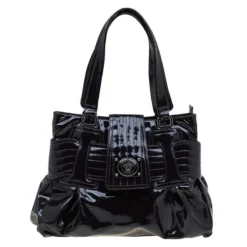 Versace Purple Patent Leather Vanite Tote For Women