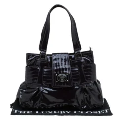 Versace Purple Patent Leather Vanite Tote For Women -Versace Official Website luxury women versace used handbags p87529 008