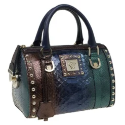 Versace Multicolor Ombre Python Madonna Bowler Bag For Women -Versace Official Website luxury women versace used handbags p89034 003
