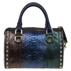 Versace Multicolor Ombre Python Madonna Bowler Bag For Women -Versace Official Website luxury women versace used handbags p89034 004