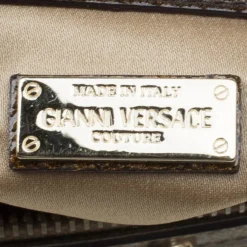 Versace Brown Quilted Patent Leather Snap Out Of It Satchel For Women -Versace Official Website luxury women versace used handbags p90459 008