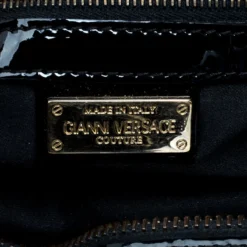 Versace Couture Black Quilted Patent Leather Shoulder Bag For Women -Versace Official Website luxury women versace used handbags p91018 008