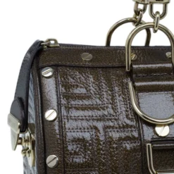 Versace Bronze Quilted Snap Out Of It Satchel For Women -Versace Official Website luxury women versace used handbags p9346 006