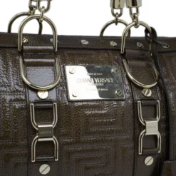 Versace Bronze Quilted Snap Out Of It Satchel For Women -Versace Official Website luxury women versace used handbags p9346 008