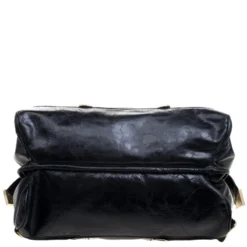 Versace Black Leather And Suede Satchel For Women -Versace Official Website luxury women versace used handbags p97934 0006