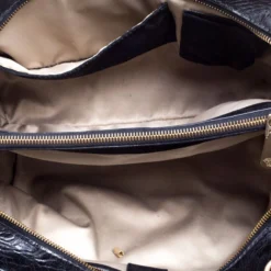 Versace Black Leather And Suede Satchel For Women -Versace Official Website luxury women versace used handbags p97934 0007