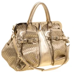 Versace Gold Leather Studded Frame Satchel For Women -Versace Official Website luxury women versace used handbags p98603 003
