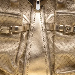 Versace Gold Leather Studded Frame Satchel For Women -Versace Official Website luxury women versace used handbags p98603 005
