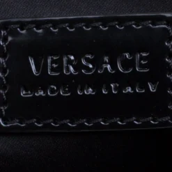 Versace Black Patent Leather Zip Detail Satchel For Women -Versace Official Website luxury women versace used handbags p99691 008