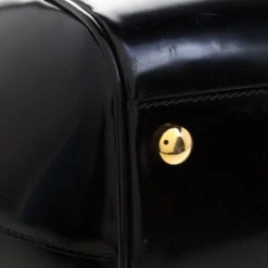 Versace Black Patent Leather Zip Detail Satchel For Women -Versace Official Website luxury women versace used handbags p99691 010