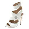 Versace White Leather Peep Toe Cutout Ankle Strap Sandals Size 35.5 For Women