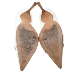 Versace White Leather Pointed Toe Pumps Size 36 For Women -Versace Official Website luxury women versace used shoes p166608 001