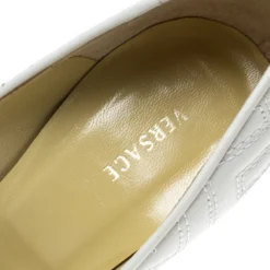 Versace White Leather Pointed Toe Pumps Size 36 For Women -Versace Official Website luxury women versace used shoes p166608 002