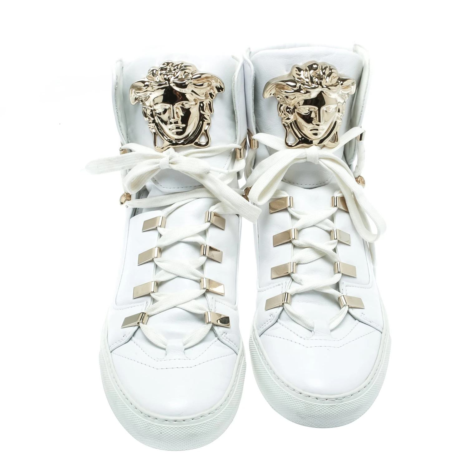 Versace White Leather Medusa High Top Sneakers Size 39 For Women 3 Versace White Leather Medusa High Top Sneakers Size 39 For Women - Image 3