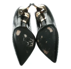 Versace Black Patent Leather Leather Pointed Toe Pumps Size 39 For Women -Versace Official Website luxury women versace used shoes p178427 001