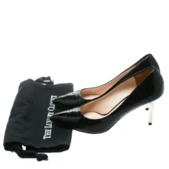 Versace Black Patent Leather Leather Pointed Toe Pumps Size 39 For Women -Versace Official Website luxury women versace used shoes p178427 008