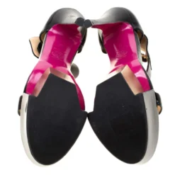 Versace Black Patent Leather And Leather Ankle Strap Platform Sandals Size 40 For Women -Versace Official Website luxury women versace used shoes p196576 1557998008 010