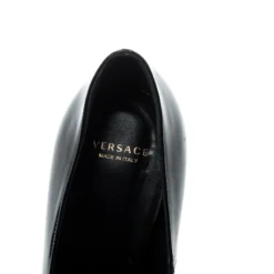 Versace Black Patent Leather Medusa Platform Block Heel Loafer Pumps Size 38 For Women -Versace Official Website luxury women versace used shoes p200087 002