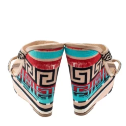Versace Beige Printed Canvas Wedge Platform Sandals Size 37 For Women -Versace Official Website luxury women versace used shoes p207879 005