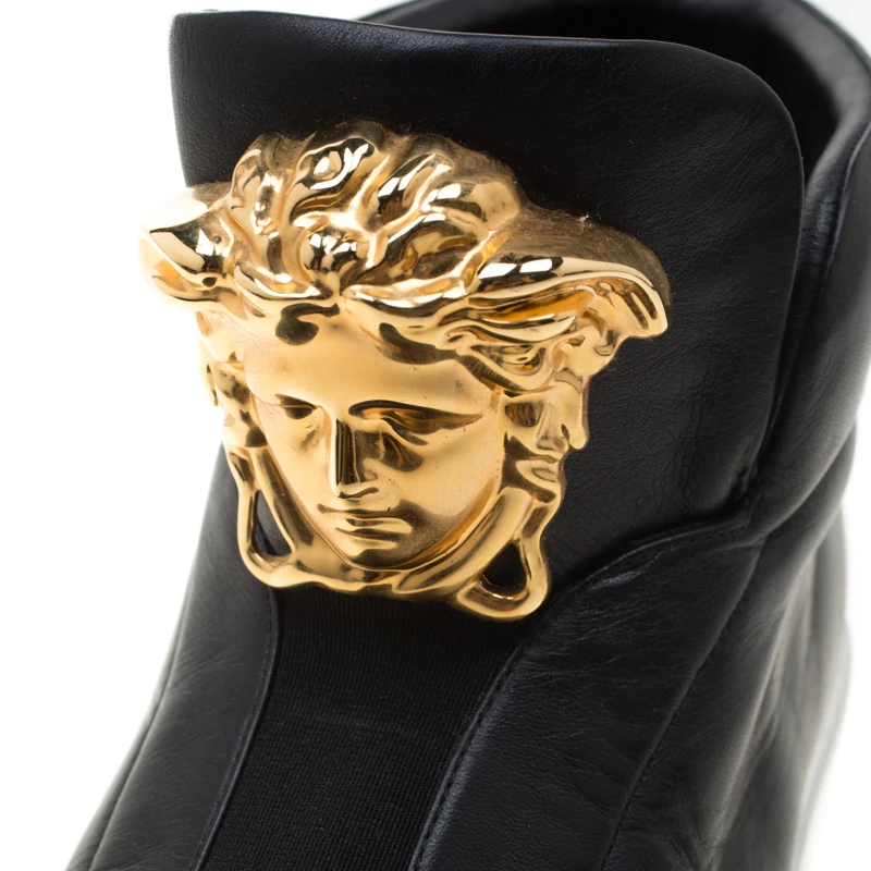 Versace Black Leather Medusa High Top Sneakers Size 38 For Women 7 Versace Black Leather Medusa High Top Sneakers Size 38 For Women - Image 7