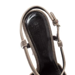 Versace Burberry Brown Canvas Leather Peep Toe Strappy Platform Sandals Size 37 For Women -Versace Official Website luxury women versace used shoes p212499 003