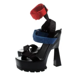 Versace Multicolor Satin Band Velcro Strap Platform Sandals Size 38 For Women -Versace Official Website luxury women versace used shoes p222707 004