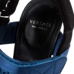 Versace Multicolor Satin Band Velcro Strap Platform Sandals Size 38 For Women -Versace Official Website luxury women versace used shoes p222707 007
