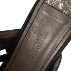 Versace Black Leather Strappy Sandals Size 41 For Women -Versace Official Website luxury women versace used shoes p225814 007
