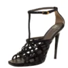 Versace Black Leather Strappy Sandals Size 41 For Women