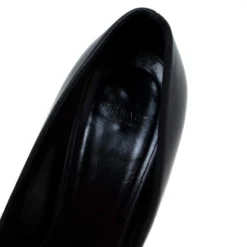 Versace Black Leather Peep Toe Medusa Heel Pumps Size 35.5 For Women -Versace Official Website luxury women versace used shoes p232214 005