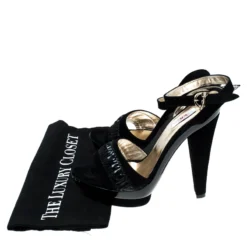 Versace Black Suede And Leather Open Toe Platform Ankle Strap Sandals Size 38 For Women -Versace Official Website luxury women versace used shoes p233735 008