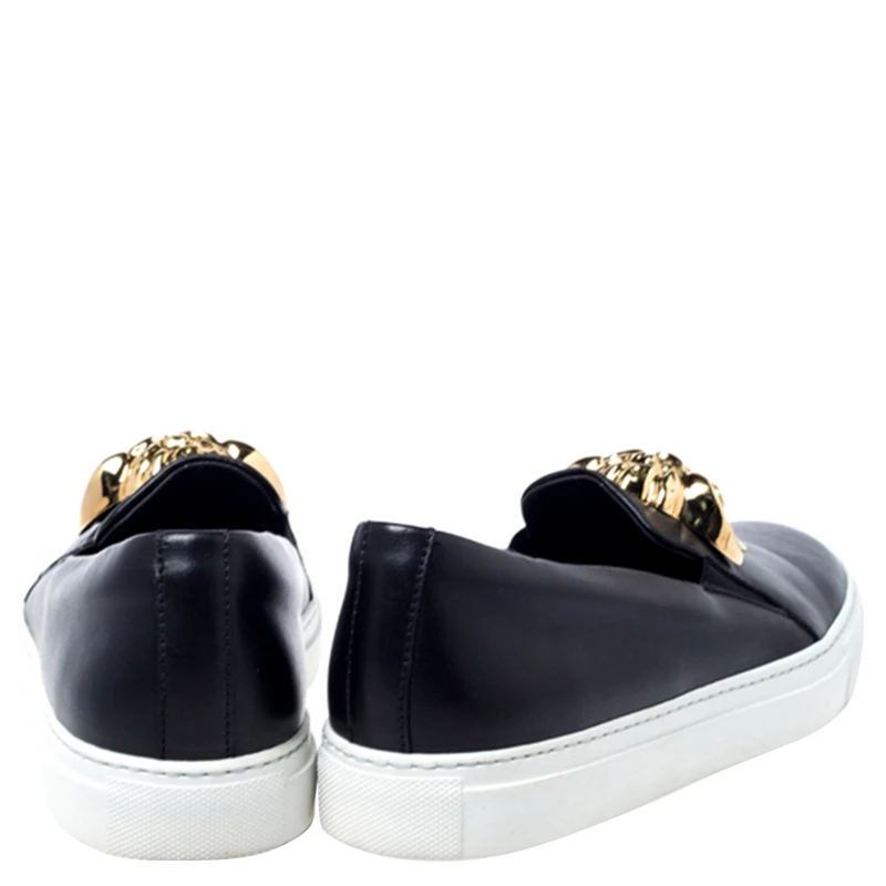 Versace Black Leather Palazzo Medusa Slip-On Sneakers Size 40 For Women 5 Versace Black Leather Palazzo Medusa Slip-On Sneakers Size 40 For Women - Image 5