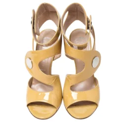 Versace Mustard Patent Leather Cutout Open Toe Ankle Cuff Sandals Size 37.5 For Women 10 Versace Mustard Patent Leather Cutout Open Toe Ankle Cuff Sandals Size 37.5 For Women -Versace Official Website luxury women versace used shoes p253369 007