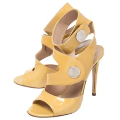 Versace Mustard Patent Leather Cutout Open Toe Ankle Cuff Sandals Size 37.5 For Women 11 Versace Mustard Patent Leather Cutout Open Toe Ankle Cuff Sandals Size 37.5 For Women -Versace Official Website luxury women versace used shoes p253369 008
