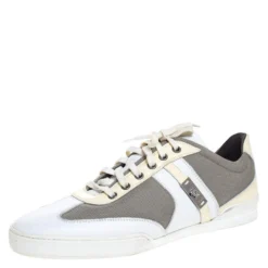 Versace Multicolor Mesh, Leather And Patent Leather Medusa Logo Low Top Sneaker Size 40.5 For Women