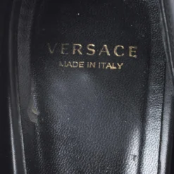 Versace Black Leather Peep Toe Medusa Heel Pumps Size 37 For Women -Versace Official Website luxury women versace used shoes p261185 005