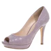 Versace Lilac Embroidered Leather Peep Toe Platform Pumps Size 38.5 For Women