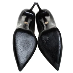 Versace Black Leather Medusa Logo Pointed Toe Pumps Size 41 For Women -Versace Official Website luxury women versace used shoes p267716 001