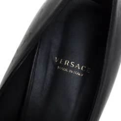 Versace Black Leather Medusa Logo Pointed Toe Pumps Size 41 For Women -Versace Official Website luxury women versace used shoes p267716 004