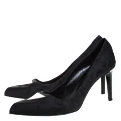 Versace Black Signature Canvas Pointed Toe Pumps Size 40 For Women -Versace Official Website luxury women versace used shoes p268239 007