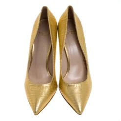 Versace Gold Quilted Leather Pointed Toe Pumps Size 38 For Women -Versace Official Website luxury women versace used shoes p272740 003