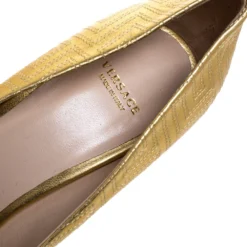 Versace Gold Quilted Leather Pointed Toe Pumps Size 38 For Women -Versace Official Website luxury women versace used shoes p272740 004