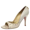 Versace Off-white Python And Leather Open Toe Pumps Size 40 For Women
